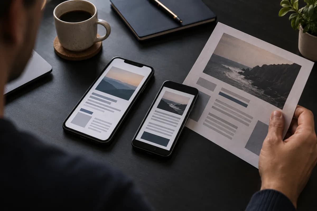Dois celulares de tamanhos diferentes usados na conferência de layouts